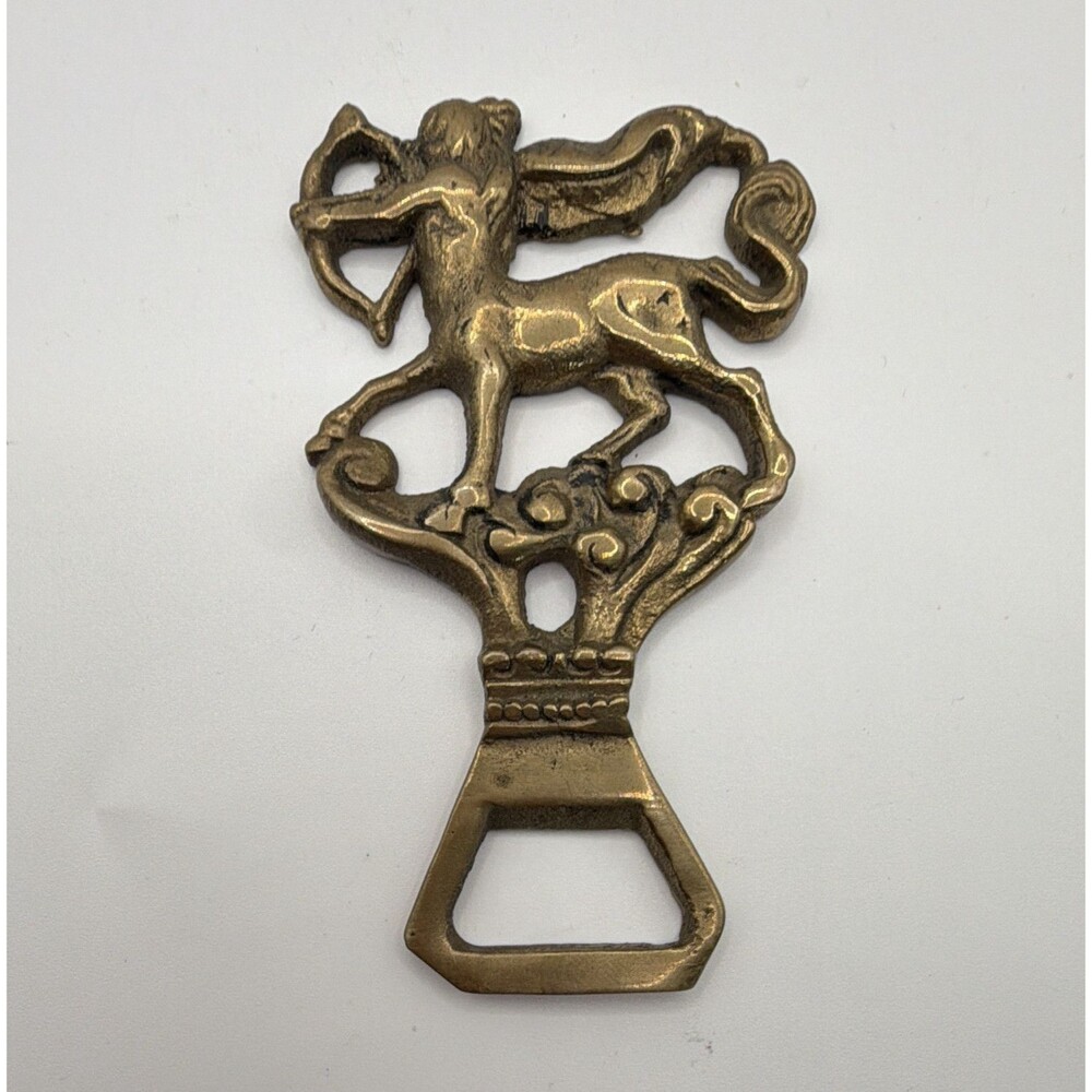 Brass Tone Centaur Archer Horse Figural Bottle Opener Breweriana Theme